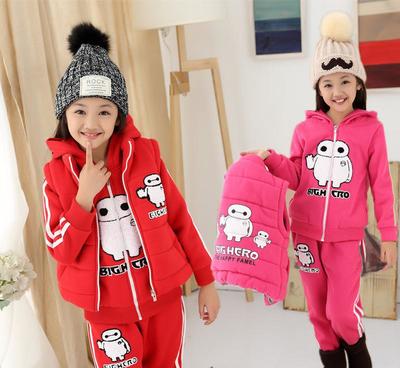 廠家直銷新款童裝 大白三件套純棉衛(wèi)衣，時(shí)尚卡通批發(fā)首選